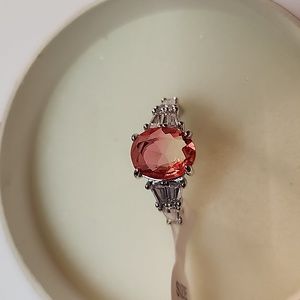 Bomb Party Ring size 9 lab Created pink yellow bi color tourmaline